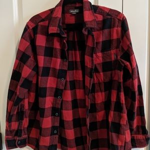 Red Eddie Bauer flannel, size L